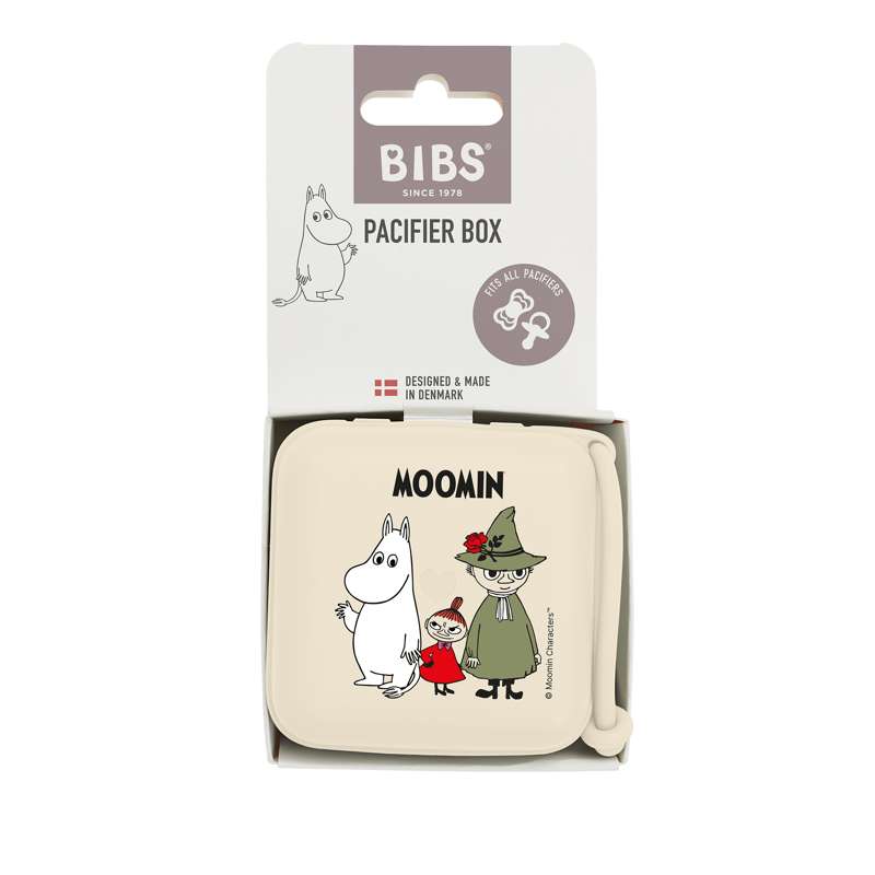 BIBS Tillbehör Nappbox - Suttebox m. Plats för 3 nappar - Mumin - Elfenben 