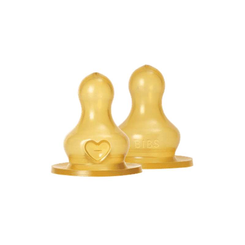BIBS Flaska - Tillbehör - Suttehuvud - Latex/Rund - 2-Pack - Långsam Flöde 