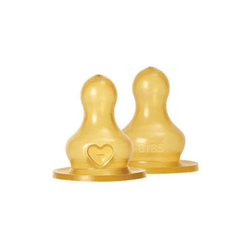 BIBS Flaska - Tillbehör - Suttehuvud - Latex/Rund - 2-Pack - Långsam Flöde 