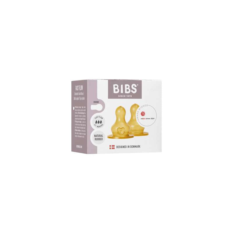 BIBS Flaska - Tillbehör - Suttehuvud - Latex/Rund - 2-Pack - Fast Flöde 
