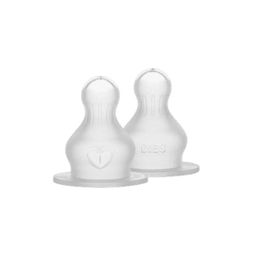 BIBS Flaska - Tillbehör - Nipple - Silikon/Rund - 2-Pack - Långsam Flöde 