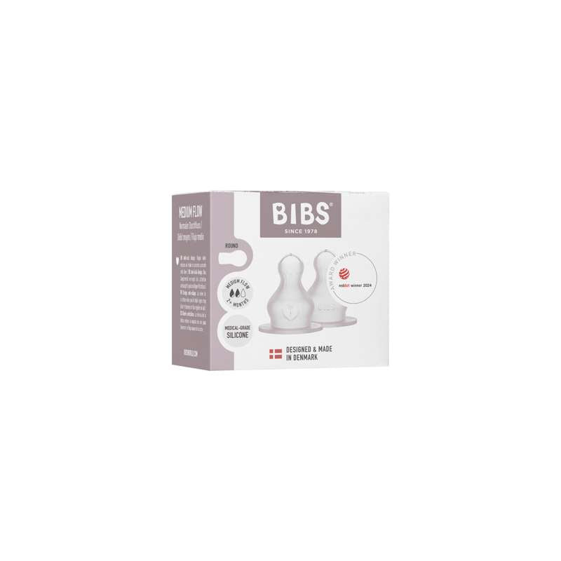BIBS Flaska - Tillbehör - Suttehuvud - Silikon/Rund - 2-Pack - Medium Flöde 