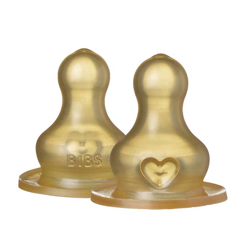 BIBS Flaska - Tillbehör - Suttehuvud - Latex/Rund - 2-Pack - Fast Flöde 