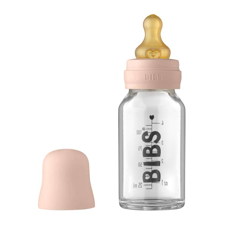 BIBS Flaska - Sutteflaskeset - Glas - Latex/Rund - 110 ml. - Blush 
