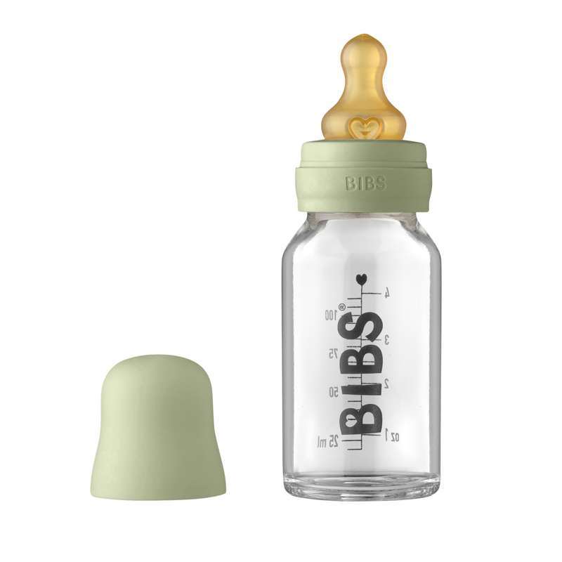 BIBS Flaska - Sutteflaskeset - Glas - Latex/Rund - 110 ml. - Salvia 