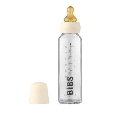 BIBS Flaska - Sutteflaskeset - Glas - Latex/Rund - 225 ml. - Elfenben 