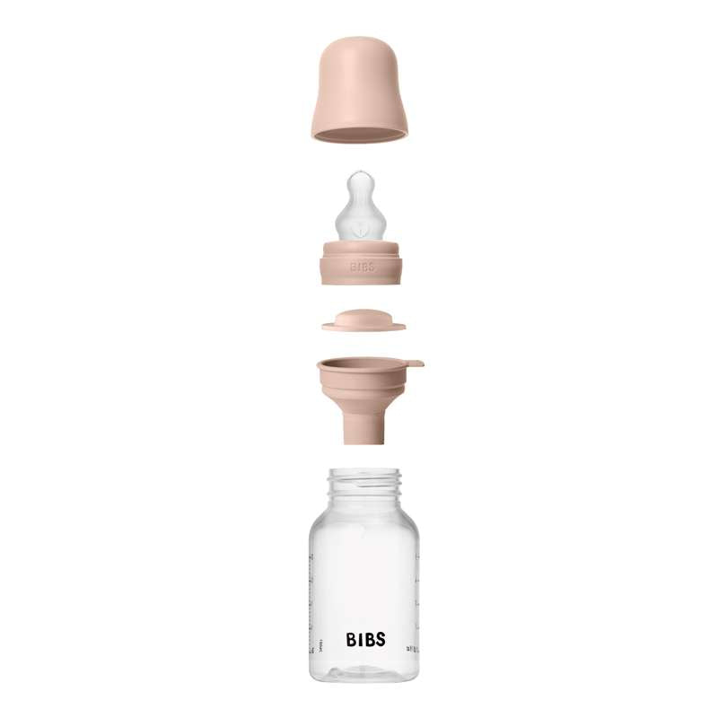 BIBS Flaska - Sutteflaskesätt - Plast - Silikon/Långsam Flöde/Rund - 150 ml. - Blush 