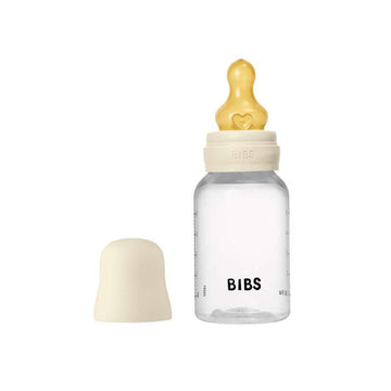 BIBS Flaska - Sutteflaskeset - Plast - Latex/Långsam Flöde/Rund - 150 ml. - Elfenben 