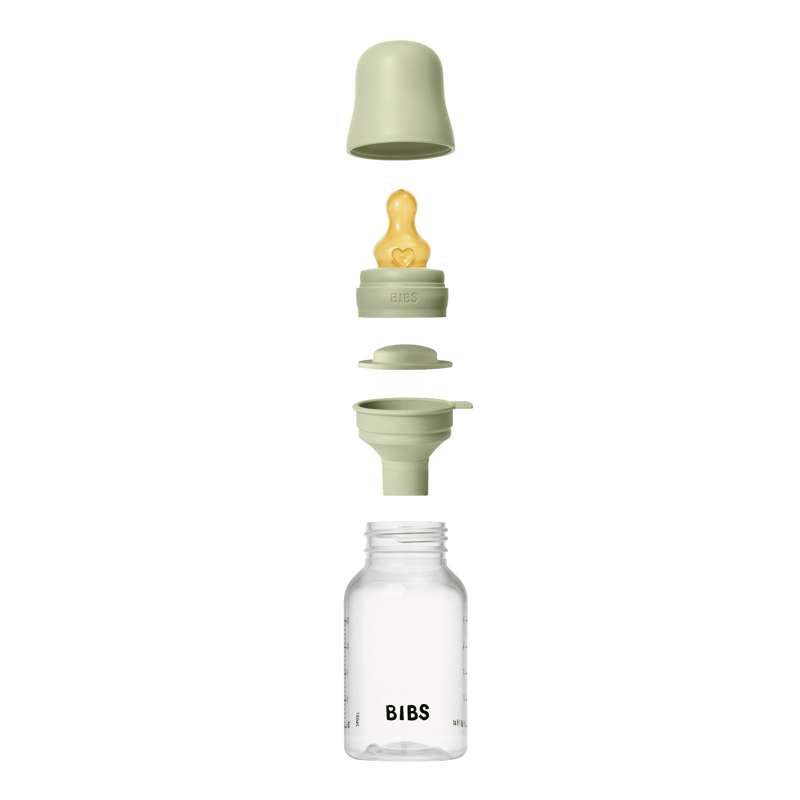BIBS Flaska - Sutteflaskeset - Plast - Latex/Långsam Flöde/Rund - 150 ml. - Salvia 