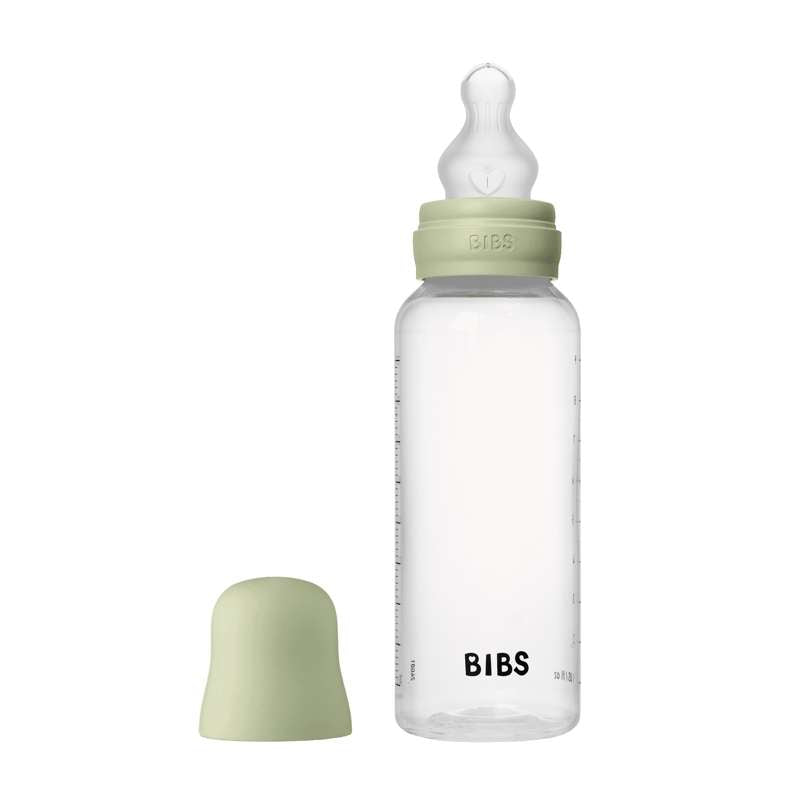 BIBS Flaska - Sutteflaskesätt - Plast - Silikon/Medium Flöde/Rund - 270 ml. - Salvia 