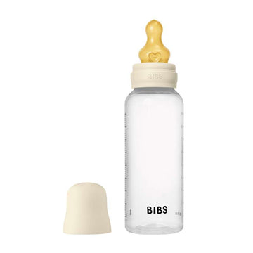 BIBS Flaska - Sutteflaskesätt - Plast - Latex/Medium Flow/Rund - 270 ml. - Elfenben 