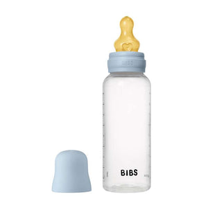 BIBS Flaska - Sutteflaskeset - Plast - Latex/Medium Flow/Rund - 270 ml. - Baby Blue 