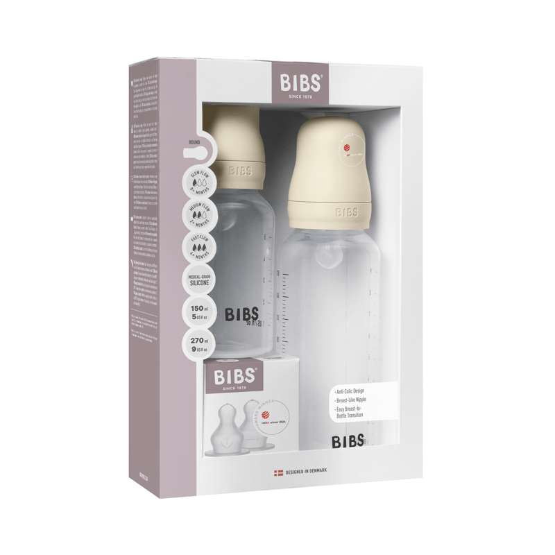 BIBS Flaska - Grow and Flow Sutteflaskeset - Plast - Silikon/Rund - 150 ml./270 ml. - 2-Pack - Elfenben 