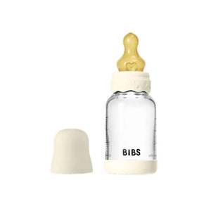 BIBS Flaska - Sutteflaskesätt - Glas - Boheme - Latex/Långsam Flöde/Rund - 120 ml. - Elfenben 