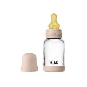 BIBS Flaska - Sutteflaskeset - Glas - Latex/Långsam Flöde/Rund - 120 ml. - Blush 