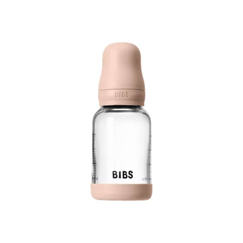 BIBS Flaska - Sutteflaskeset - Glas - Latex/Långsam Flöde/Rund - 120 ml. - Blush 