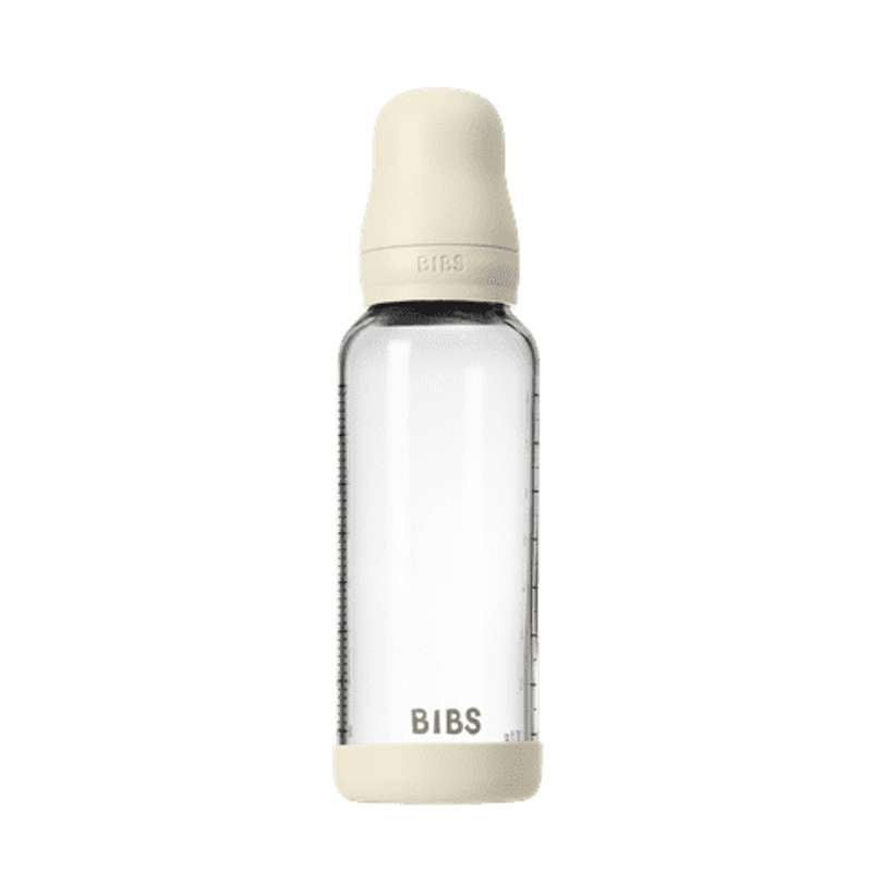BIBS Flaska - Sutteflaskeset - Glas - Latex/Mellanflöde/Rund - 240 ml. - Elfenben 