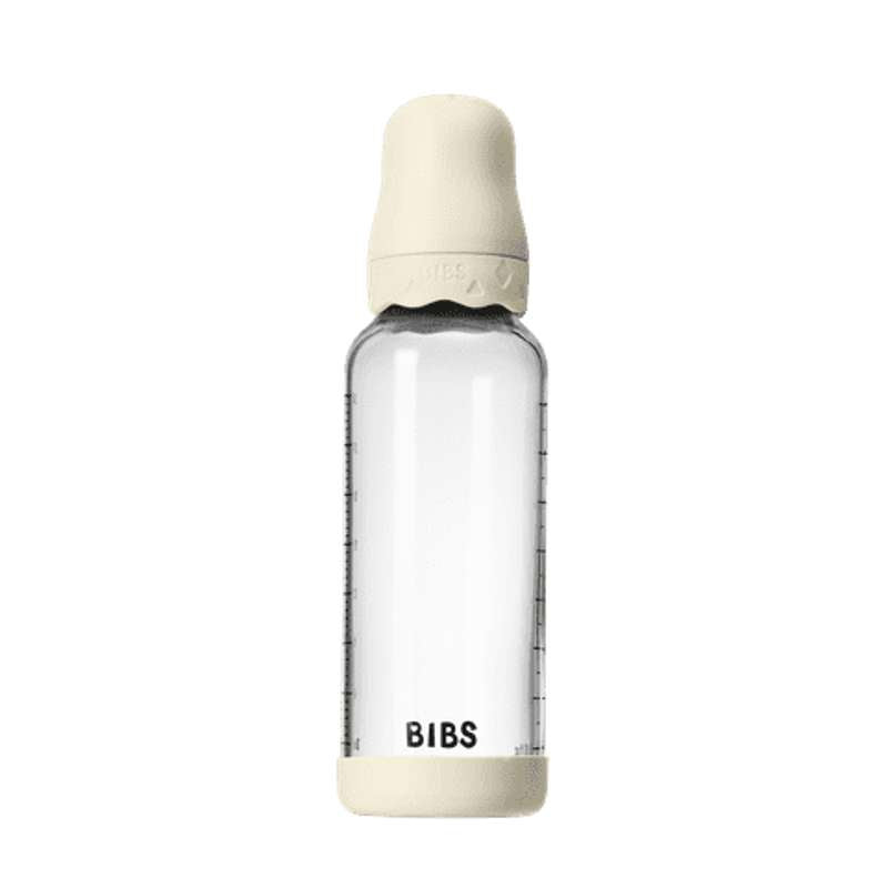 BIBS Flaska - Sutteflaskesätt - Glas - Boheme - Latex/Medium Flow/Rund - 240 ml. - Elfenben 