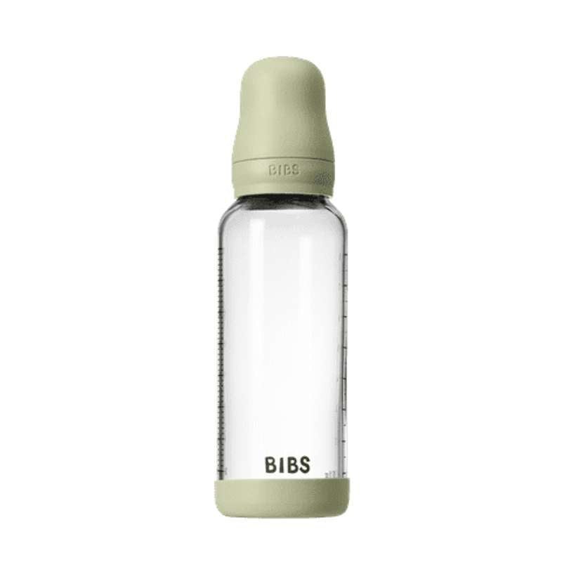 BIBS Flaska - Sutteflaskeset - Glas - Latex/Mellan Flöde/Rund - 240 ml. - Salvia 
