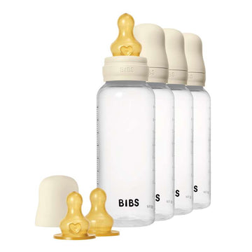 BIBS Flaska - Sutteflaskesätt - 4 st. - Plast - naturgummi - 270 ml. - Elfenben 