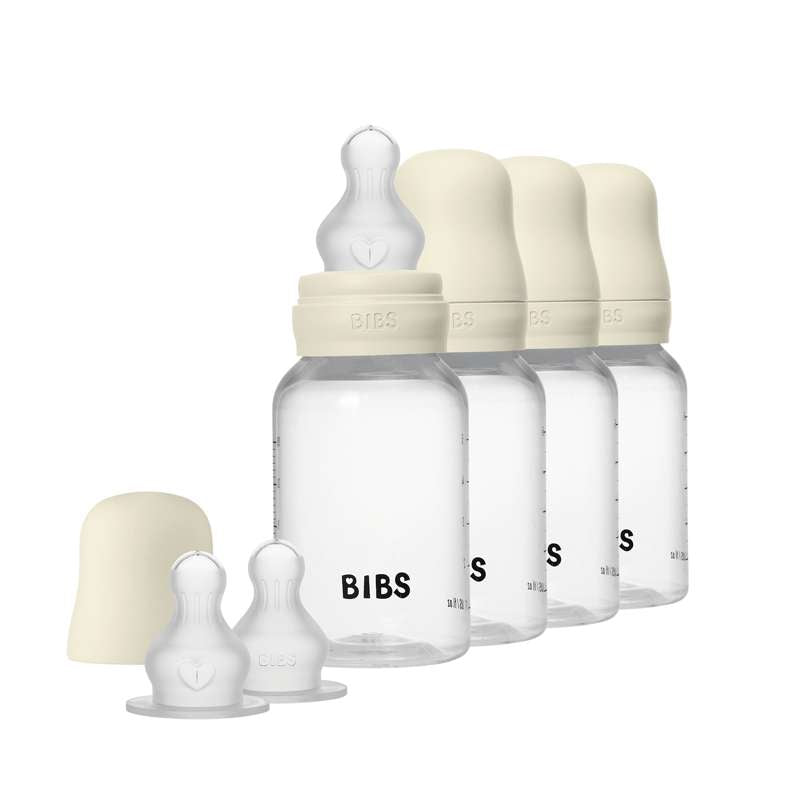 BIBS Flaska - Sutteflaskeset - 4 st. - Plast - Silikon - 150 ml. - Elfenben 