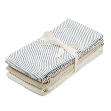 Cam Cam Copenhagen Stofble - 3-pack - GOTS - Mix Classic Stripes Blå/Pralin/Krämvit 