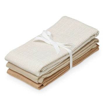 Cam Cam Copenhagen Stoftyg - 3-pack - GOTS - Mix Klassiska Randar Kamel/Latte/Kamel 
