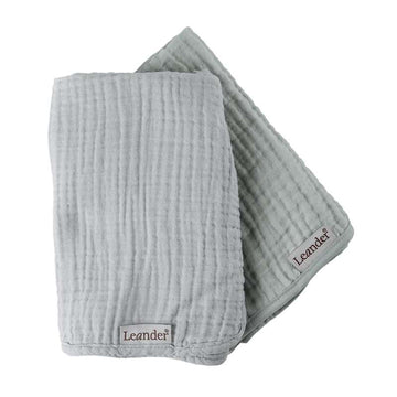 Leander Pusselunderlag till Matty och Matty Mini - Muslin - 2-pack - Pearl Grey/Sage Green 