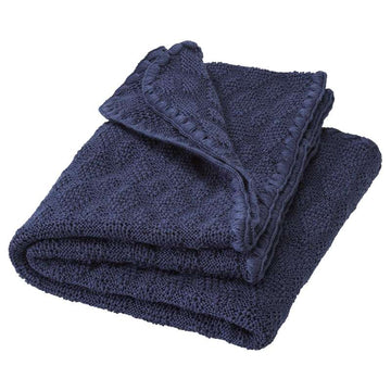 Disana Stickad Babytäcke - Merinoull - 80x100 cm. - Indigo 