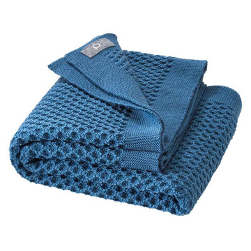 Disana Honeycomb Babytäcke - Merinoull - 80x100 cm. - Dovblå 