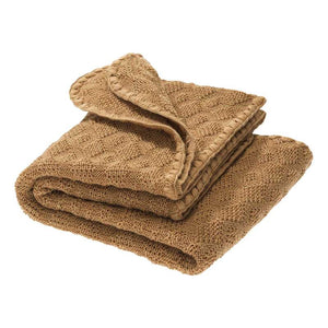 Disana Stickad Babytäcke - Merinoull - 80x100 cm. - Karamell 