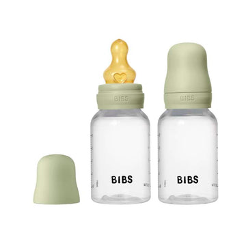 BIBS Flaska - Nappflaskeset - Plast - 2-pack - naturgummi/Slow Flow/Rund - 150 ml - Sage 