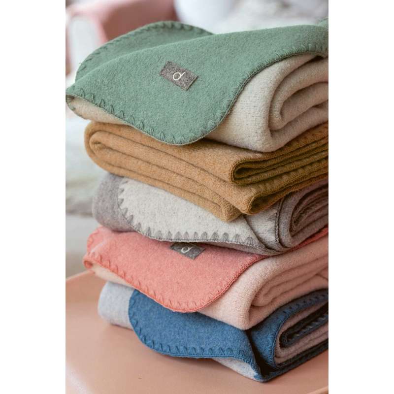Disana Dubbelsidigt Babytäcke - Merinoull - 80x100 cm. - Soft Pink/Natur 