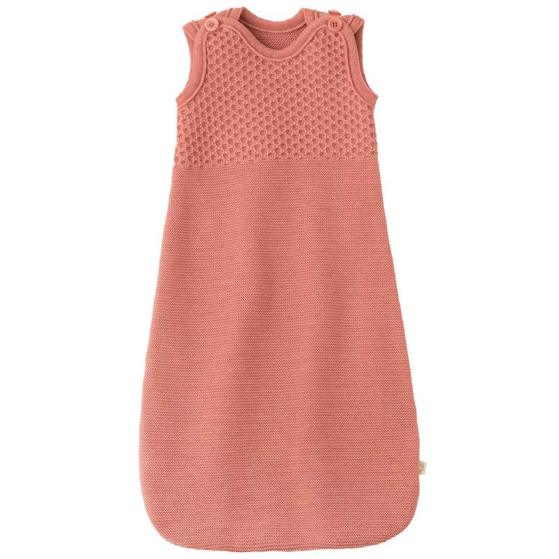 Disana Stickad Sovsäck - Ärmlös - Merinoull - 75 cm. - Mjuk Rosa 