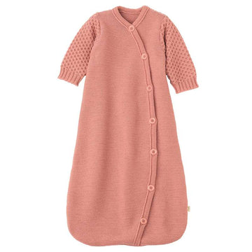 Disana Stickad Sovsäck - Långa Ärmar - Merinoull - 75 cm. - Mjuk Rosa 