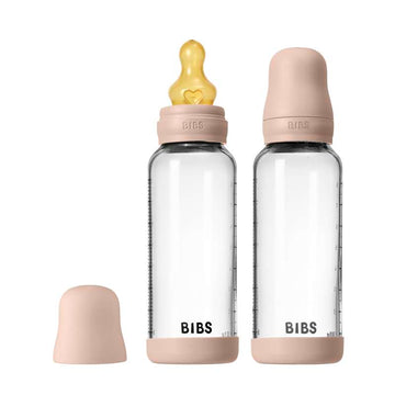 BIBS Bottle - Nappflasksset - Glas - 2-pack - naturgummi/Slow Flow/Rund - 240ml - Blush 