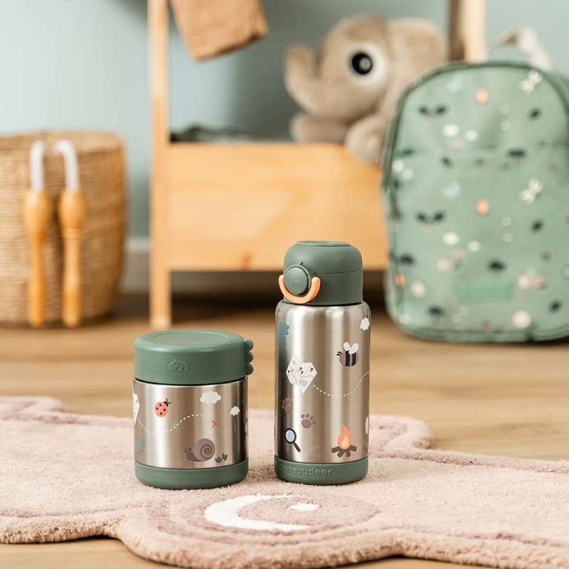 Done by Deer Termosflaska m. sugrör - Tiny Trails - 340ml - Grön 