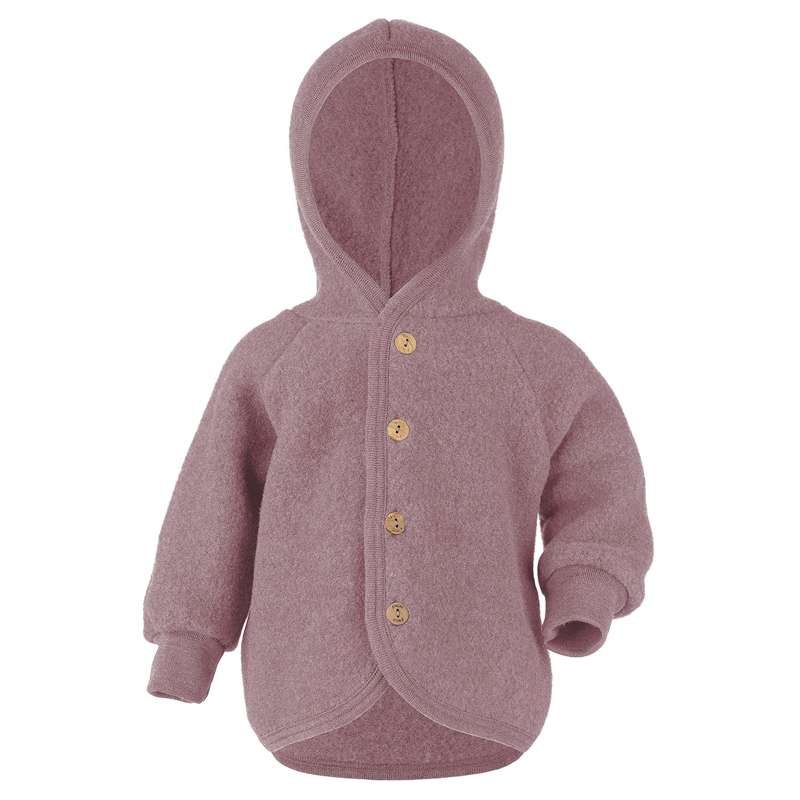 Engel Natur Babyjacka - Ullfleece med huva - Rosewood Melange 