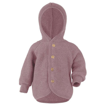 Engel Natur Babyjacka - Ullfleece med huva - Rosewood Melange 