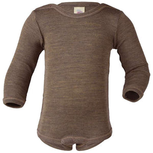 Engel Natur Kropp m. Långa Ärmar - Ull/Silke - Valnöt 