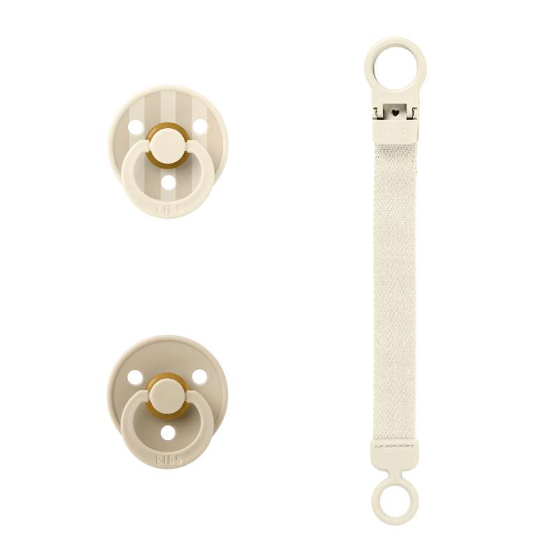 BIBS Rund Colour napp - 2-Pack - strl. 1 - naturgummi - m. Selen - Elfenben 