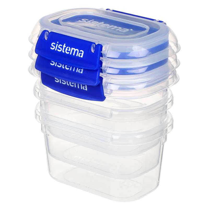 Sistema Matförvaring - Klip It Plus - Rektangel - 3-Pack - 400ml - Blå 
