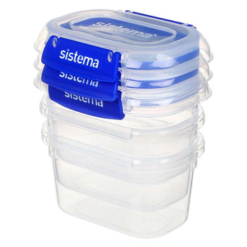 Sistema Matförvaring - Klip It Plus - Rektangel - 3-Pack - 400ml - Blå 