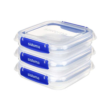 Sistema Matförvaring - Klip It Plus - Square - 3-Pack - 520ml - Blå 