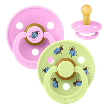 BIBS Rund Colour Sut - 2-Pak - Str. 2 - Naturgummi - Beetle Studio - Ballet/Matcha