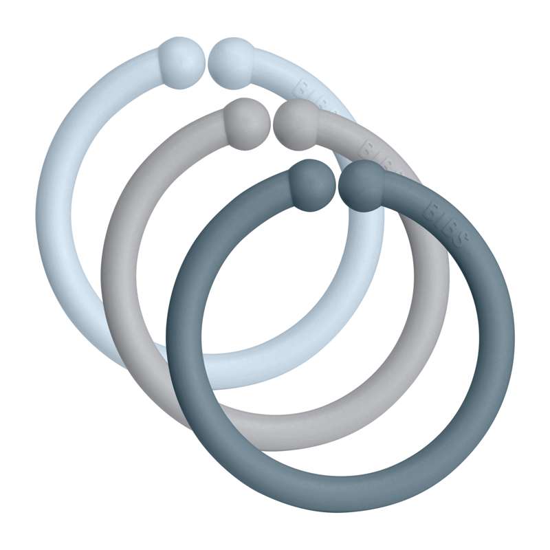 BIBS Loops - Upphängningsringar - 12-Pack - Baby Blue/Cloud/Petrol 
