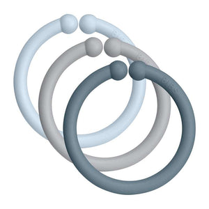 BIBS Loops - Upphängningsringar - 12-Pack - Baby Blue/Cloud/Petrol 