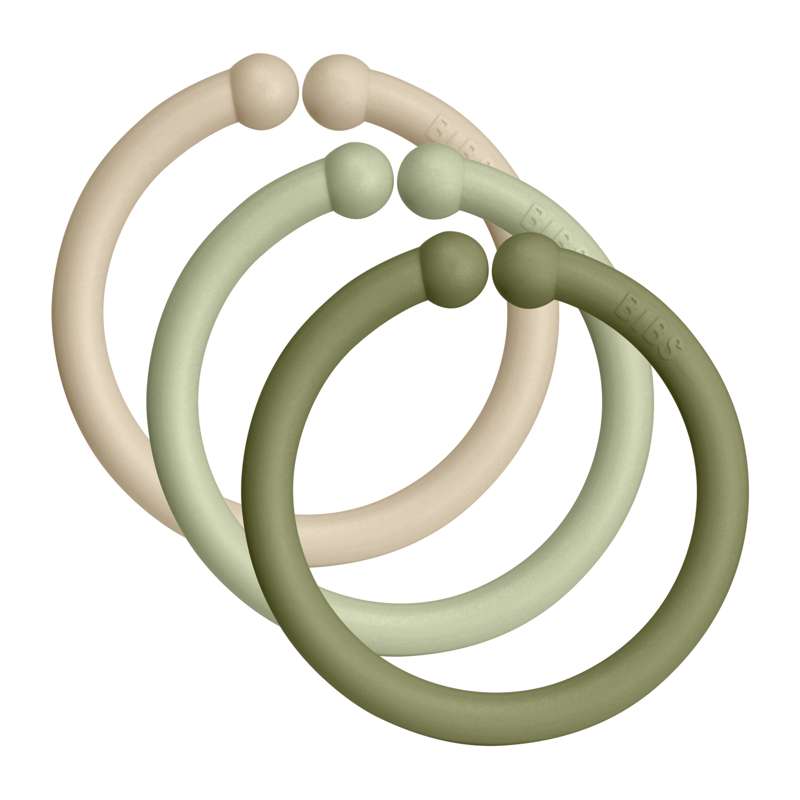 BIBS Loops - Upphängningsringar - 12-Pack - Vanilj/Salvia/Oliv 