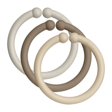 BIBS Loops - Upphängningsringar - 12-Pack - Sand/Mörk Ek/Vanilj 