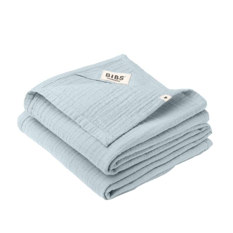 BIBS Sleep - Muslin Tygblöja i 2-Pack - 70x70 cm. - Baby Blue 
